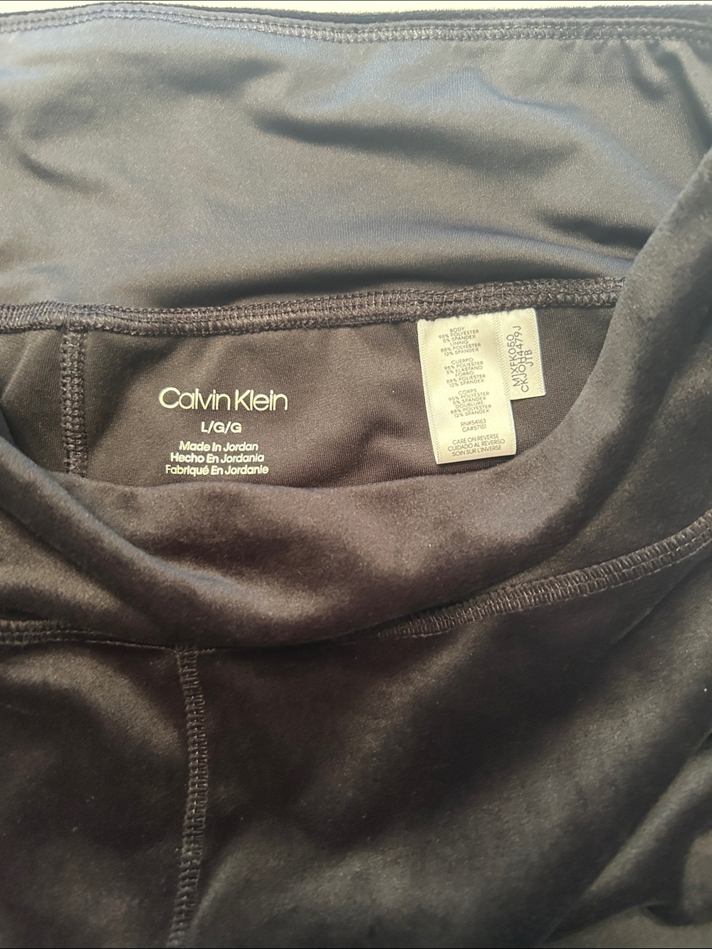 Calvin Klein Black Velvet Velour Leggings Women’s Size L High Rise Stretch NWT - Picture 2 of 3